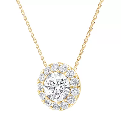 Round Lab Diamond Halo Necklace